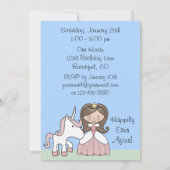 ブラネットプリンセス、フクロクとユニコーンの誕生日招待状 招待状 (裏面)