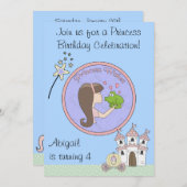 ブラネットプリンセス、フクロクとユニコーンの誕生日招待状 招待状 (正面/裏面)