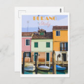ブラノイタリアカラフルヴィンテージトラベル ポストカード (正面/裏面)