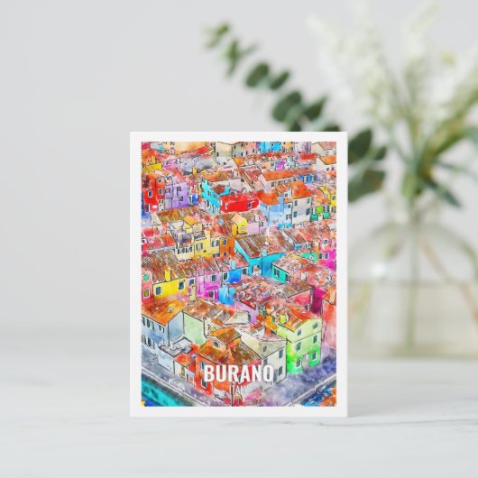 ブラノイタリア有名な旅行プレイスウォーターカラー ポストカード (スタンド正面)