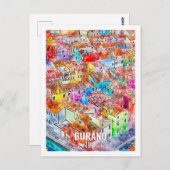 ブラノイタリア有名な旅行プレイスウォーターカラー ポストカード (正面/裏面)