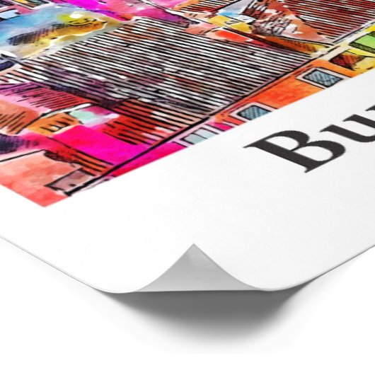 ブラノヴェネトイタリア旅行水の色の手描き ポスター (角)