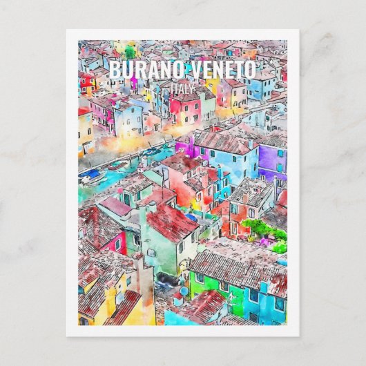 ブラノヴェネトイタリア有名な旅行プレイスウォーターカラー ポストカード (正面)