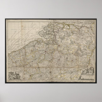 ブラバント公国と隣接州の地図、1712年 ポスター