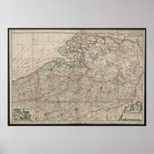 ブラバント公国と隣接州の地図、1712年 ポスター (正面)