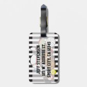 ブラパーソナライズされたック&ホワイトストライプコーチ ラゲッジタグ (裏面縦)