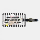 ブラパーソナライズされたック&ホワイトストライプコーチ ラゲッジタグ (裏面横)