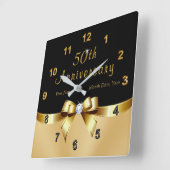 ブラパーソナライズされたック·金ゴールド50周年時計 スクエア壁時計 (傾斜)
