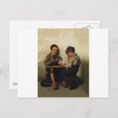 ブラフィング～シューシャイン遊ボーイズトランプのポーカー（1885年） ポストカード (正面/裏面)