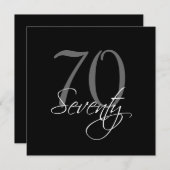 ブラフォーマルックグレー70番目の誕生日招待状 招待状 (正面/裏面)