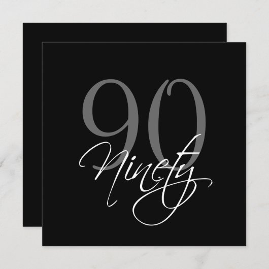 ブラフォーマルックグレー90番目の誕生日招待状 招待状 (正面/裏面)