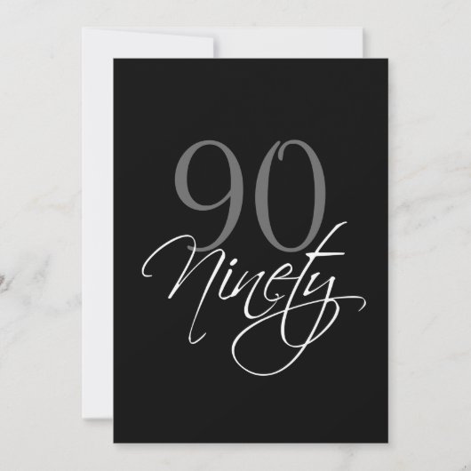 ブラフォーマルックグレー90th誕生日招待状 招待状 (正面)