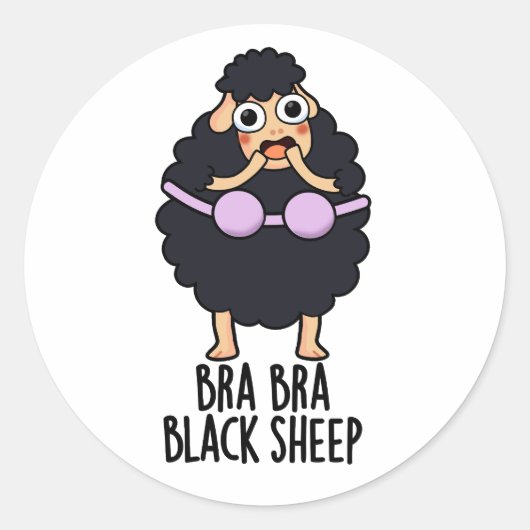 ブラブラ黒ひつじ 面白い動物パンプン ラウンドシール (正面)