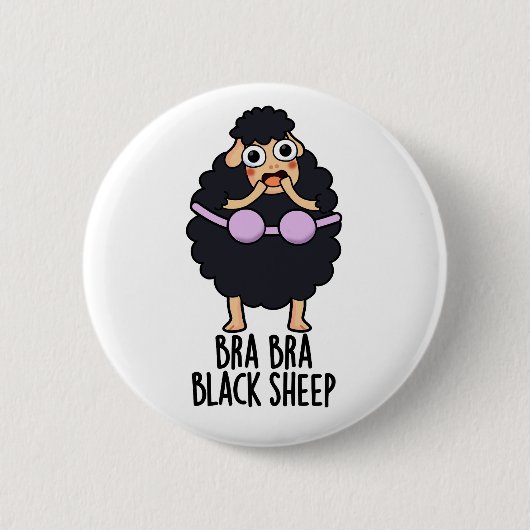 ブラブラ黒羊おもしろい動物パン 缶バッジ (正面)