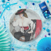 ブラボーブラック&ホワイトパーティーモノグラム ペーパープレート (パーティー)