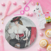 ブラボーブラック&ホワイトパーティーモノグラム ペーパープレート (パーティー)