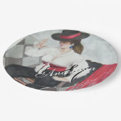 ブラボーブラック&ホワイトパーティーモノグラム ペーパープレート (アングル)