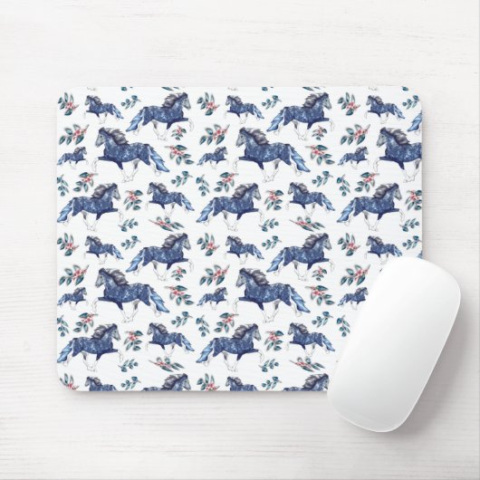 ブラマズアと花がアイスランドの馬を食べる マウスパッド (マウス)