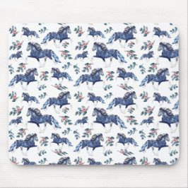 ブラマズアと花がアイスランドの馬を食べる マウスパッド