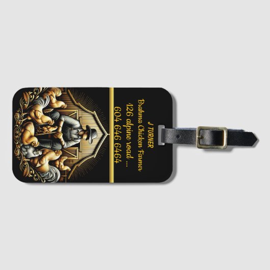 ブラマチキン農家が夕暮れ時に群れを世話 ラゲッジタグ (正面横)