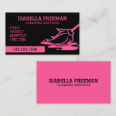 ブラミニマルック&ピンクのメイドハウスクリーニングサービス 名刺 (正面/裏面)