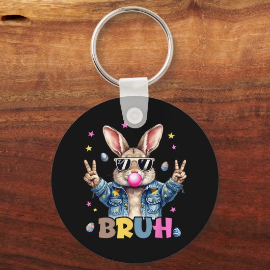 ブラミームイースターおもしろいデイバニーエッグティーンズボーイズK キーホルダー (正面)