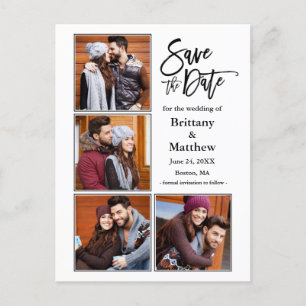 ブラモダンシスクリプトSave the Date Coupple 4 Photo ポストカード