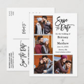 ブラモダンシスクリプトSave the Date Coupple 4 Photo ポストカード (正面/裏面)