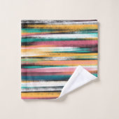 ブラモダンシストカラフルロークのストライプ油 バスタオルセット (ウォッシュタオル)