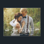 ブラモダンシス葉クリプトの写真を保存 ポストカード<br><div class="desc">ブモダンラシスクリプト日付婚約カップル写真はがき – 白いスクリプト(葉付き)</div>