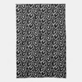 ブラモダンシハート白黒パターン キッチンタオル (縦)