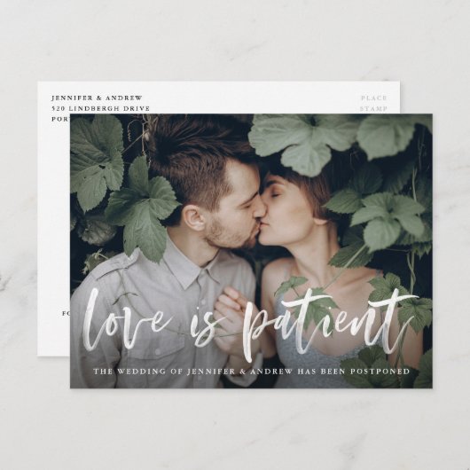 ブラモダンシ文字の愛は忍耐強い延期 案内ポストカード (正面/裏面)