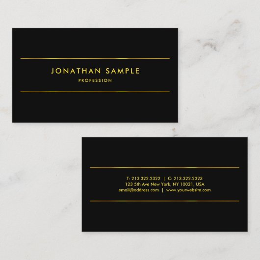 ブラモダンッエレガントク金ゴールドプロフェッショナルプレーントップ 名刺 (正面/裏面)