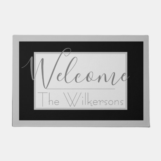 ブラモダンックアンエレガントドグレーのファミリ名 ドアマット (正面)