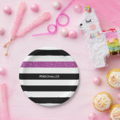 ブラモダンックストライプの紫の光と名前 ペーパープレート (パーティー)