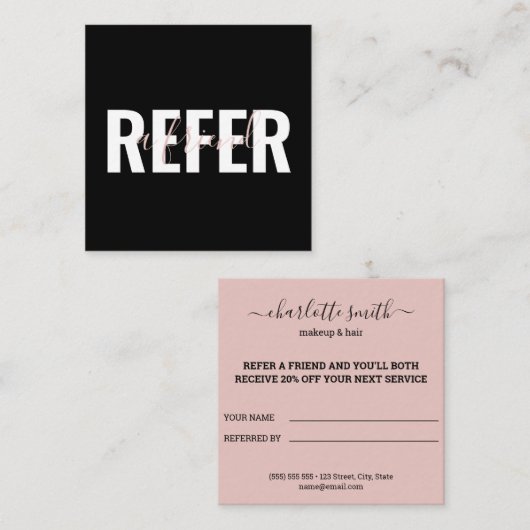 ブラモダンックピンクホワイトが友人を指す 紹介カード (正面/裏面)