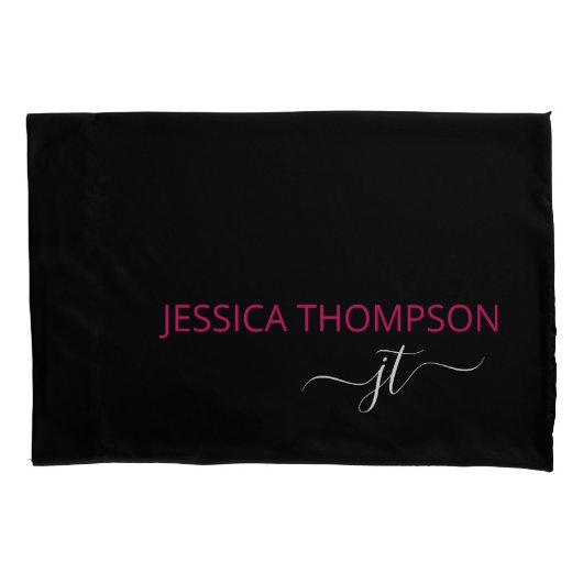 ブラモダンックピンシンプルクスクリプトモノグラム名 枕カバー (正面)