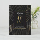 ブラモダンック、ホワイト、金ゴールド18誕生日 招待状 (スタンド正面)