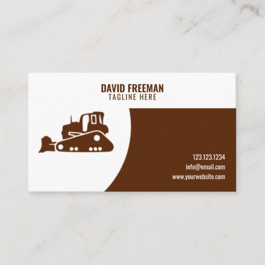 ブラユニークウン&ホワイト建築ブルドーザー 名刺 (正面)