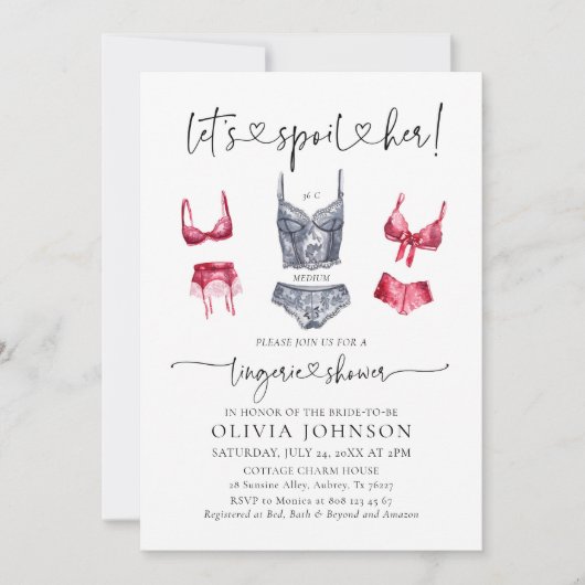 ブラランジェリーブライダルシャワーを台無しにしよう 招待状 (正面)