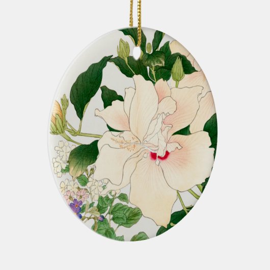 ブラワリアとハイビスカスの花 – 日本の woodblock, セラミックオーナメント (右)
