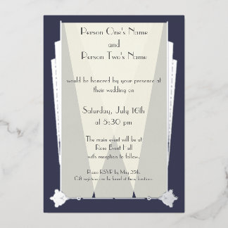 ブランキーアールデコインブルーフォイル招待状 箔招待状