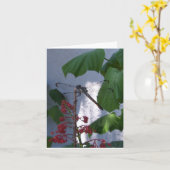 ブランクの中のメッセージカードのトンボ カード (黄色い花)