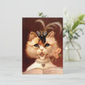 ブランクパーティー招待状 ヴィンテージスタイルのホール 猫の歌 招待状 (スタンド正面)