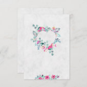 ブランクピンクの水彩花ハートのウェディング 招待状 (正面/裏面)