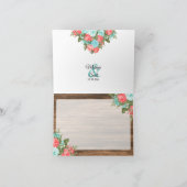 ブランク - ウッド、ランタン、ティール、コーラル フローラル サンキューカード (内部)