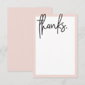 ブランク サンクユー 現代的な文字の黒い頬紅 ピンク サンキューカード (正面/裏面)