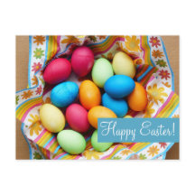 ブランク- "ハッピーイースター"のカラフルな卵及び花