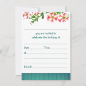 ブランク ラスティック 水彩 トレイル ペチュニア 誕生日 招待状 (正面)