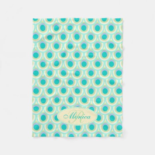 ブランケットというクジャク羽の楕円形パターンアクア フリースブランケット (正面)